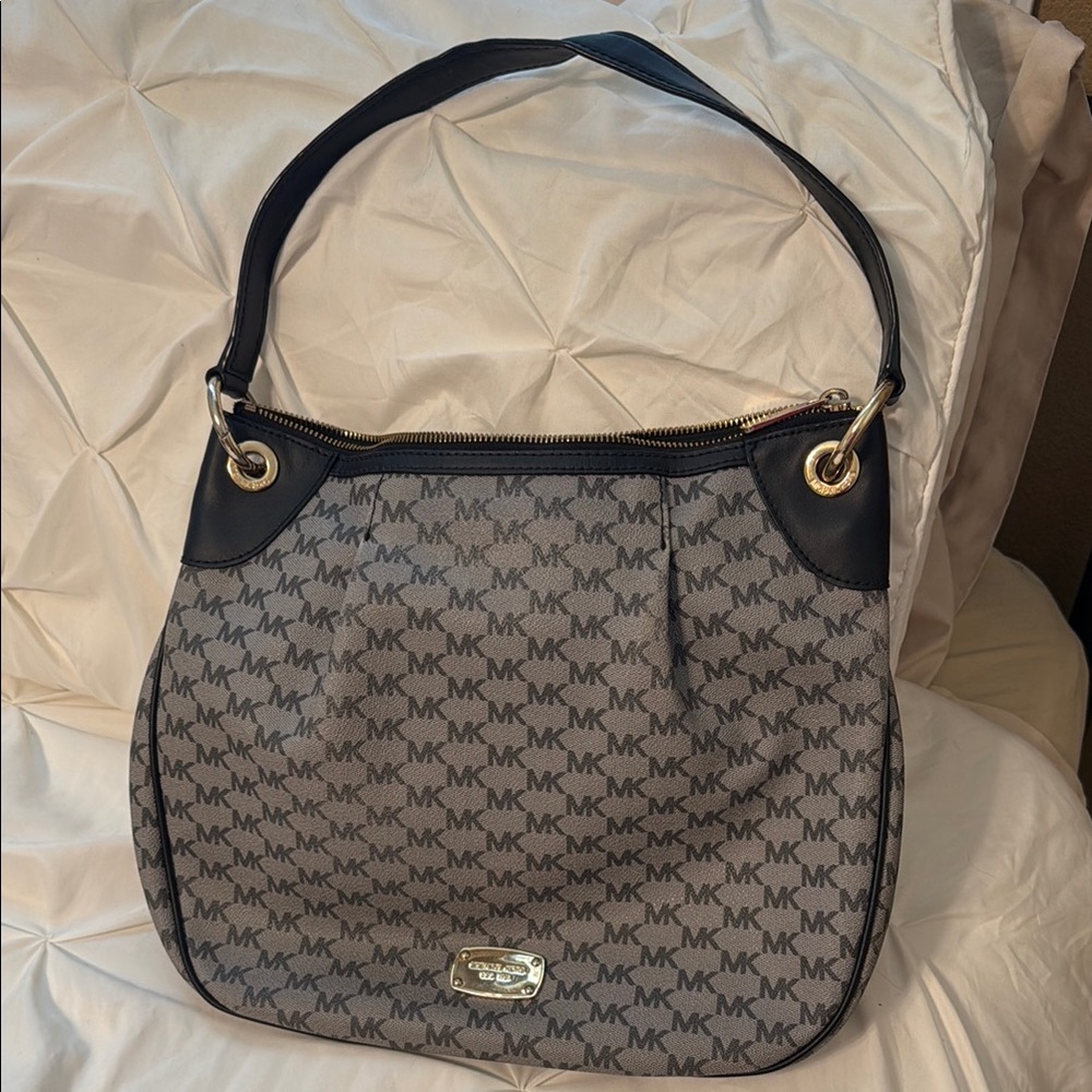Michael Kors Black and Gray Shoulder Bag with Gold Hardware - like NEW!